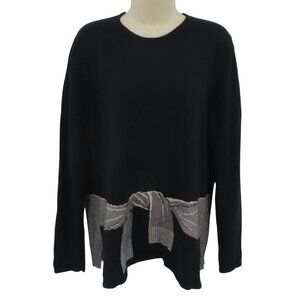 Jaeger Women XL Extra Large Black Silk Cashmere Blend Pullover Knit Sweater